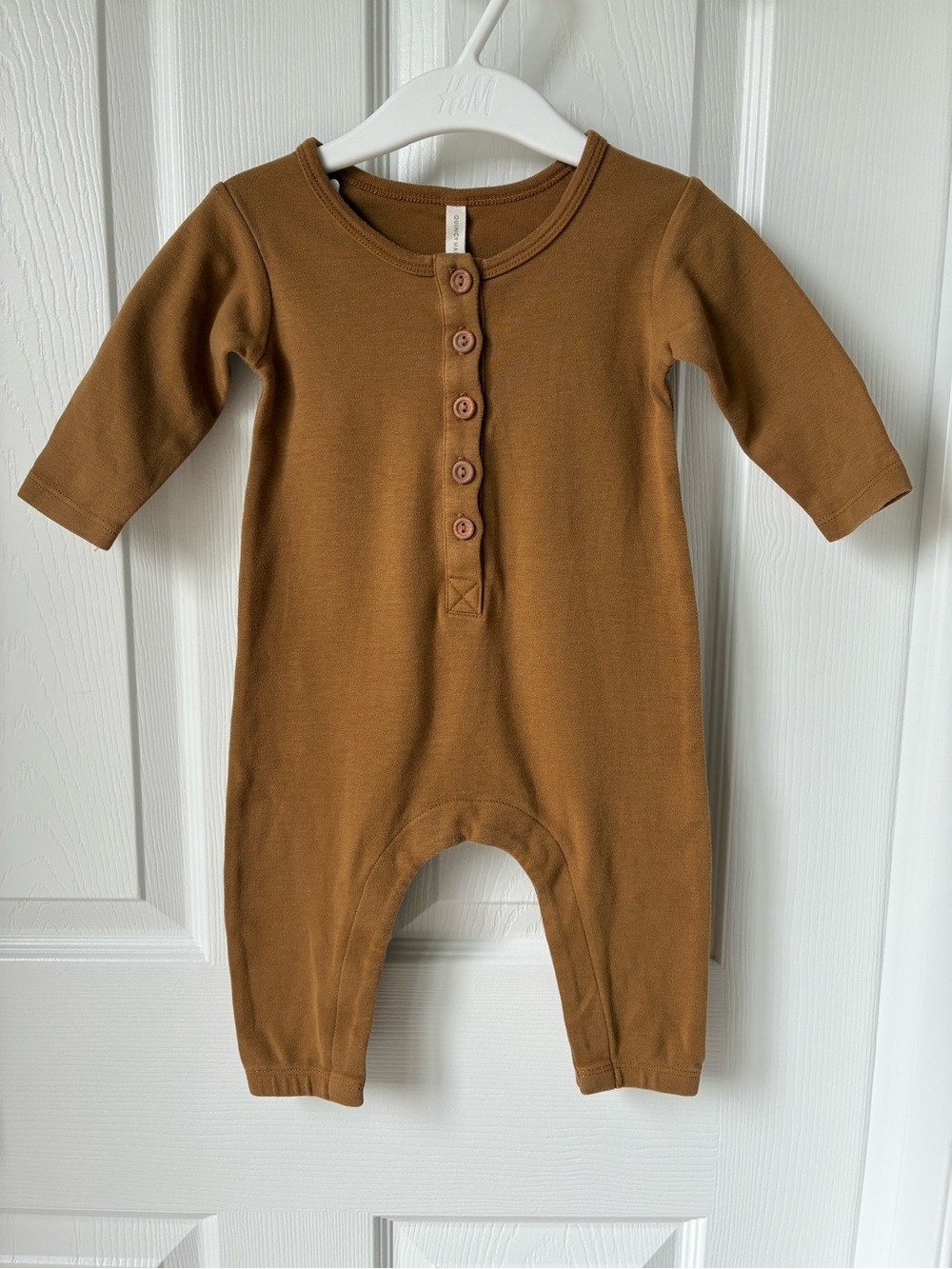 Quincy Mae Brown Button-Front Jumpsuit